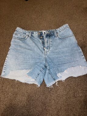 Forever 21 Light Blue Distressed High-Rise Denim Shorts